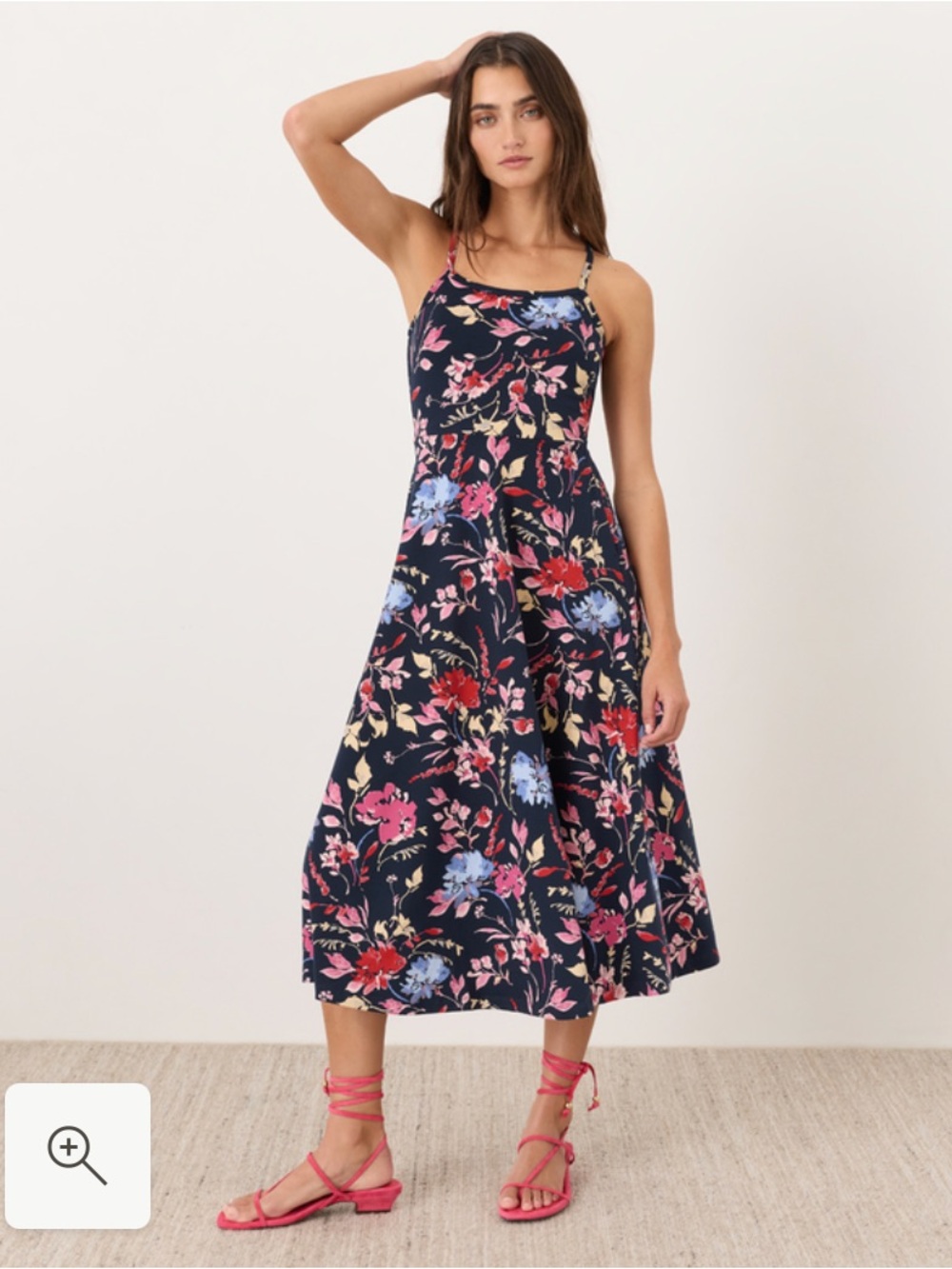 Pact Black Floral Midi Dress with Red, Blue & Yellow Flowers - Picture 4 of 4